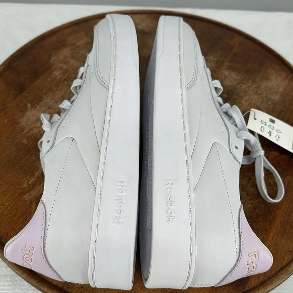Reebok Shoes W 10.5 Club C Clean White Pink Tennis Pickleball Court Sneakers 80s